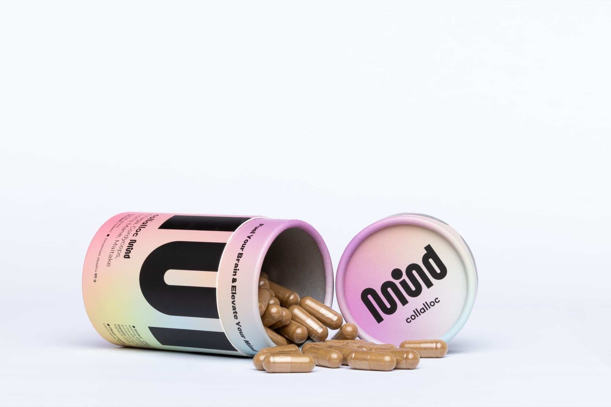 collalloc MIND, open tube of capsules and the logo lid